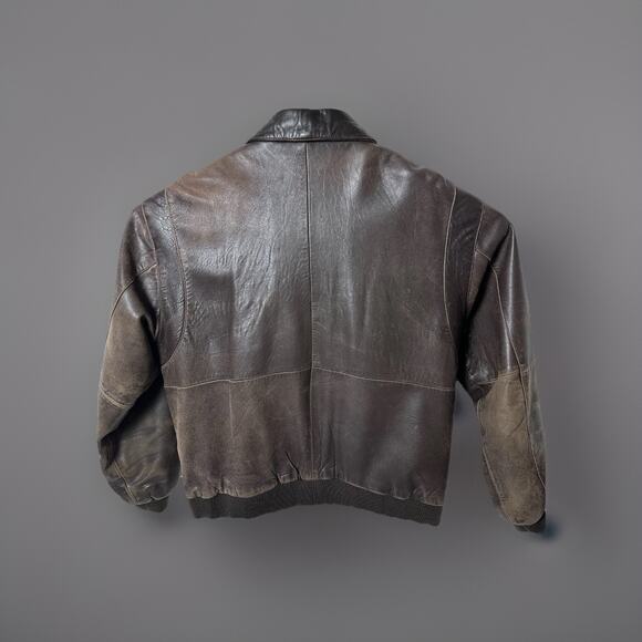 Vintage Claiborne Brown Lambskin Leather Bomber Jacket Men’s XL 90s Distressed - Picture 2 of 16